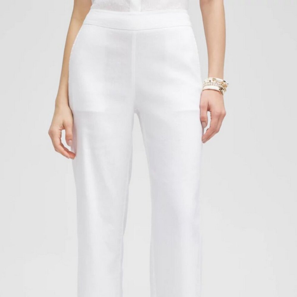 Chicos white linen blend pants size 1.5